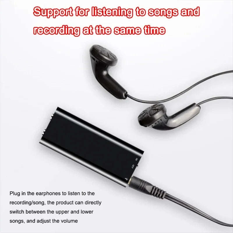 Mini Voice Activated Recorder 64GB Pocket Audio Dictaphone MP3-Black / 32 GB