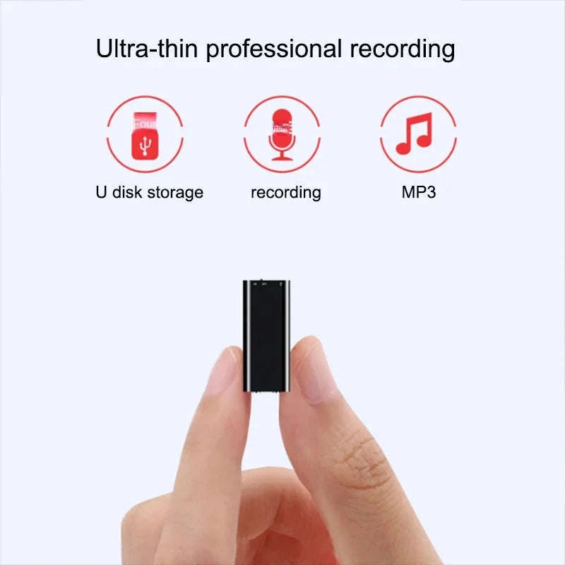 Mini Voice Activated Recorder 64GB Pocket Audio Dictaphone MP3-Black / 32 GB