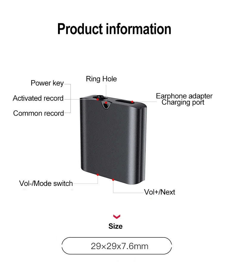 Mini Voice Activated Recorder Q63 USB Audio Recorder 18h Recording-Q63 / 8 GB