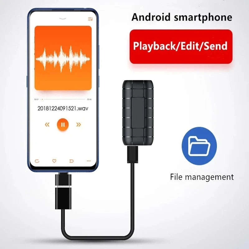 Mini Voice Activated Recorder with 500 Hours Battery and Magnetic Mount-With OTG adapter / 8 GB