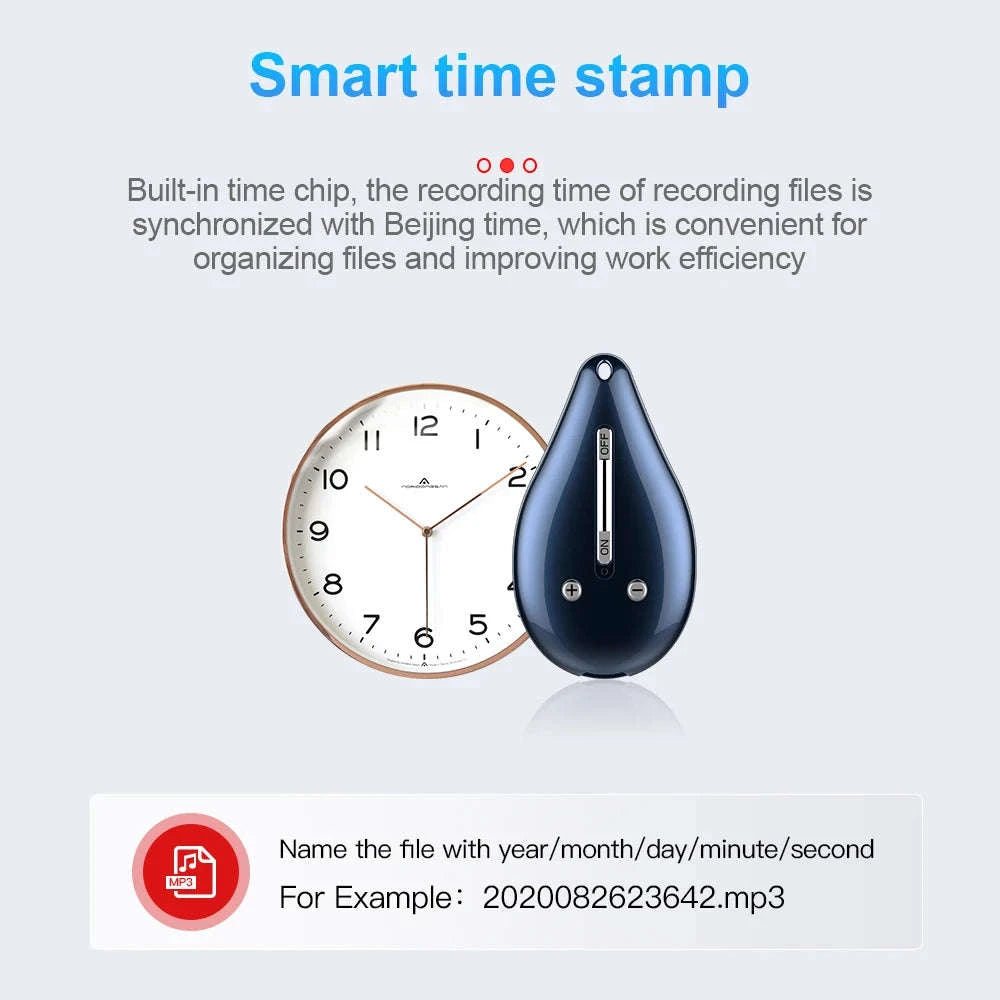 Mini Voice Activated Recorder with 68 Hours Recording & MP3 Playback-Blue / 16 GB