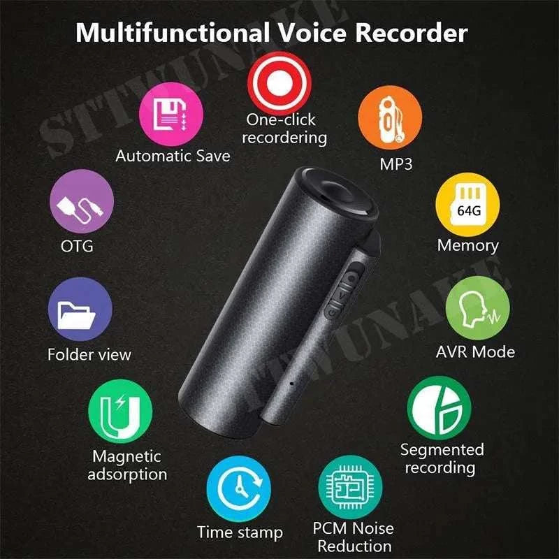 Mini Voice Activated Recorder with Magnet, 500H Recording & 365-Day Standby-with  Android OTG / 64 GB