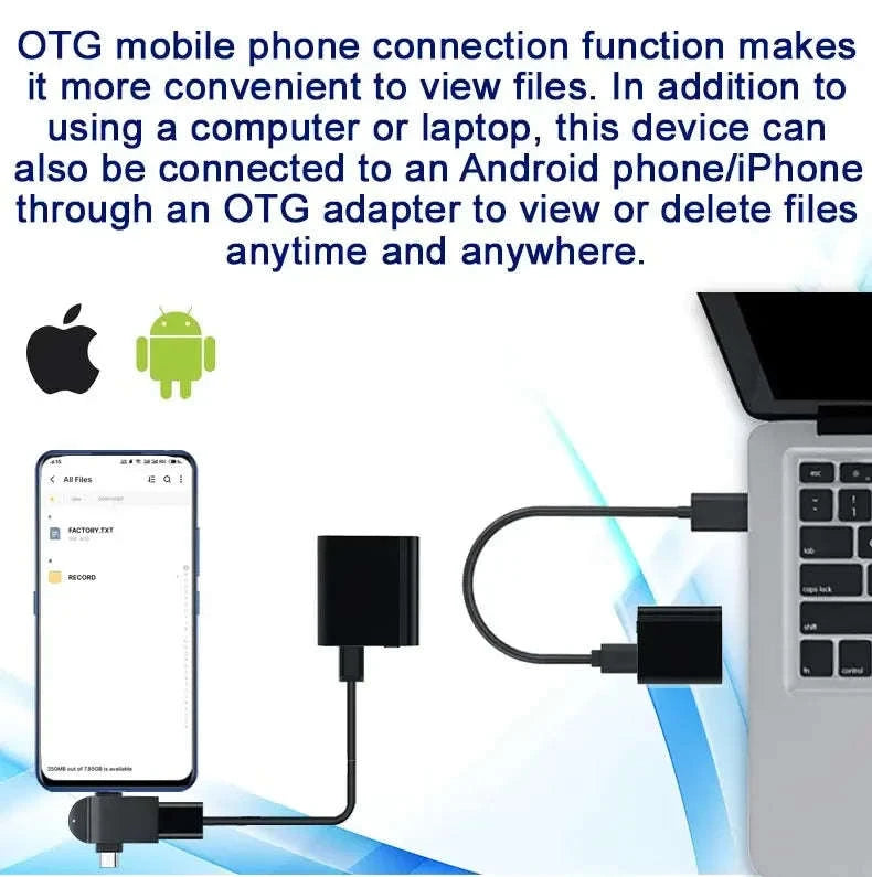 Mini Voice Activated Recorder with OTG Mobile Connectivity-L12 with Android OTG / 64 GB