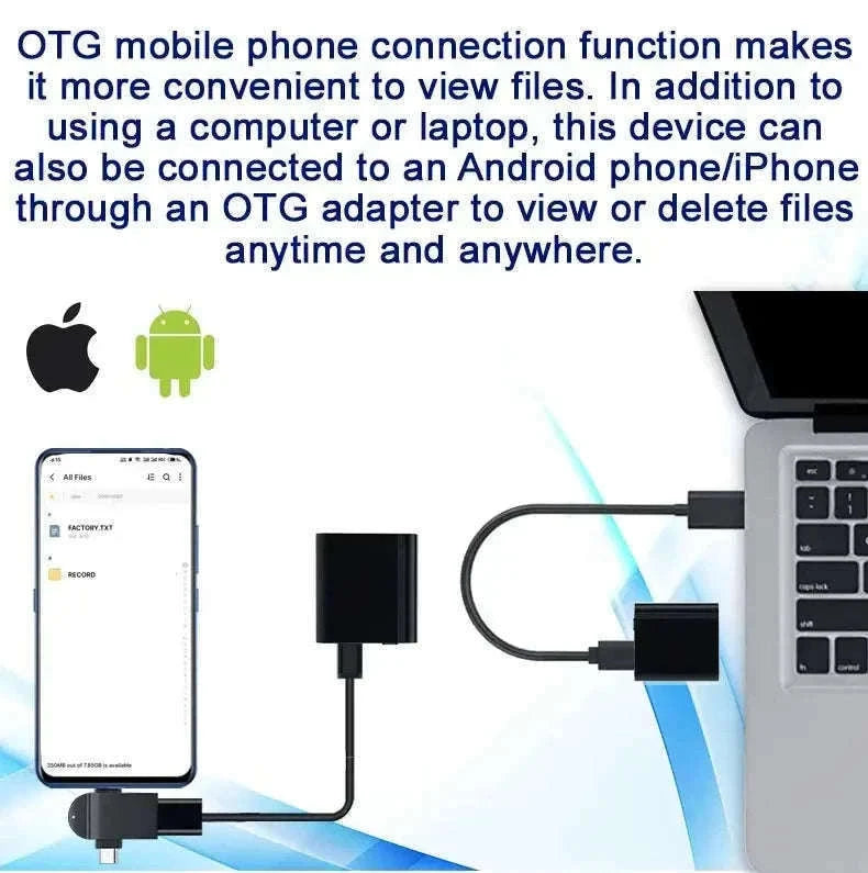 Mini Voice Activated Recorder with OTG Mobile Connectivity-L12 with iPhone OTG / 16 GB