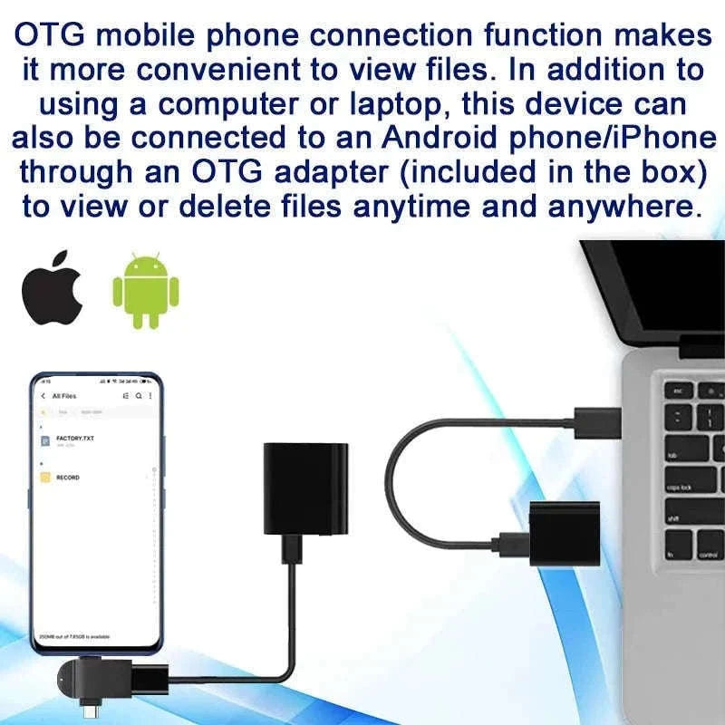 Mini Voice Activated Recorder with OTG Mobile Connectivity-L12 with iPhone OTG / 16 GB