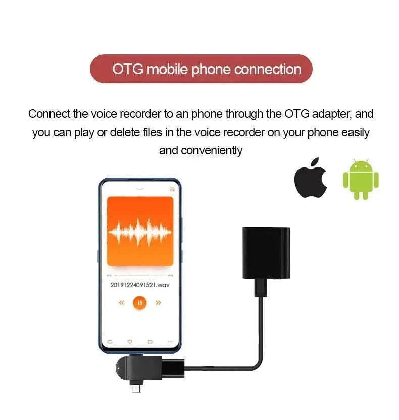 Mini Voice Activated Recorder with OTG Mobile Connectivity-L12 with iPhone OTG / 16 GB