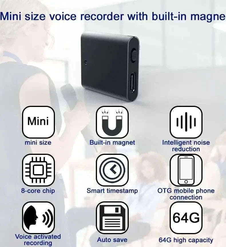 Mini Voice Activated Recorder with OTG Mobile Connectivity-L12 with iPhone OTG / 16 GB