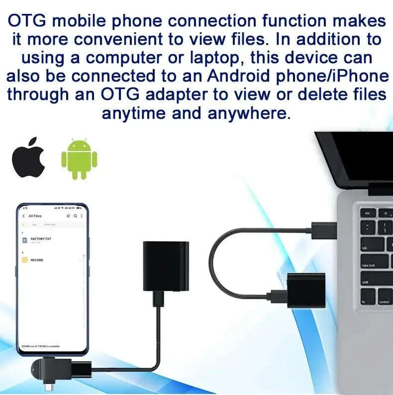 Mini Voice Activated Recorder with OTG Phone Connection & Magnet-with iPhone OTG / 32 GB