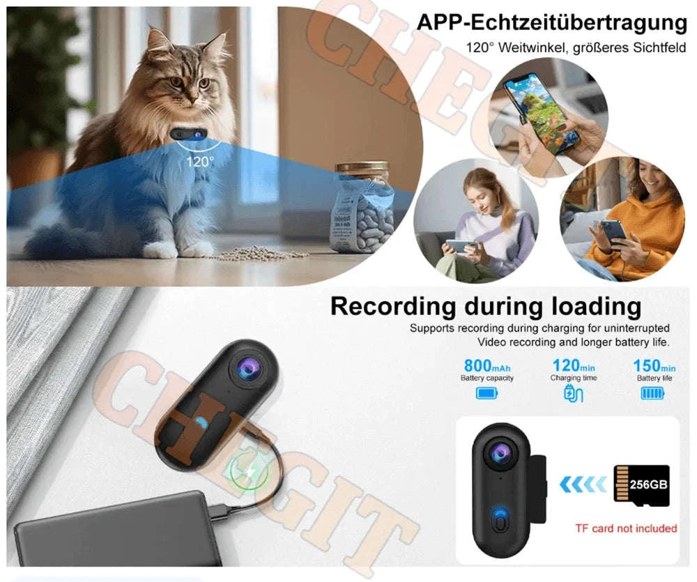 Mini WiFi Body Camera 4K / 1080P Waterproof Wearable Recorder-4K-White / 64GB