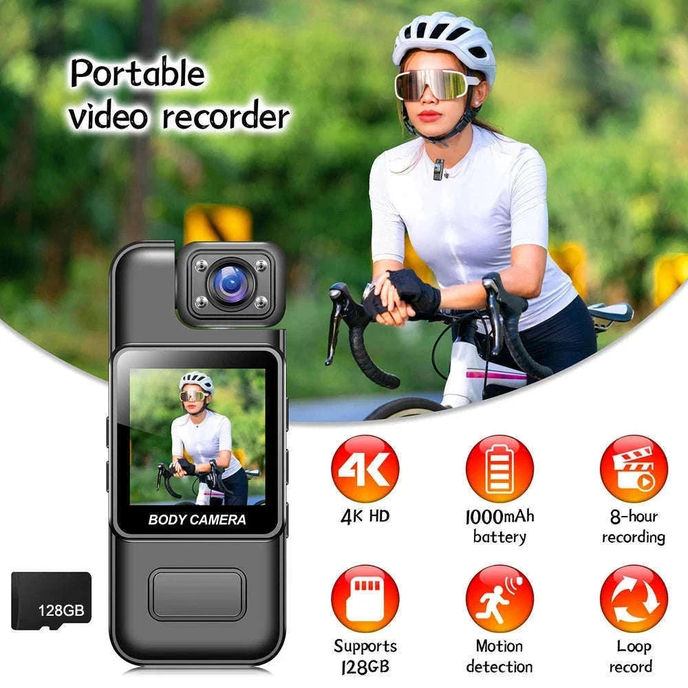 Mini WiFi Body Camera 4K/1080P with Night Vision & 8H Battery-No WiFi / Add 16GB Card