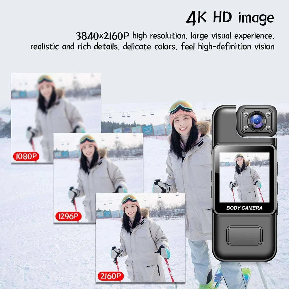 Mini WiFi Body Camera 4K/1080P with Night Vision & 8H Battery-No WiFi / Add 16GB Card
