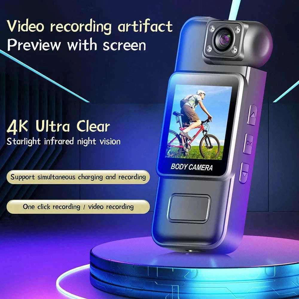 Mini WiFi Body Camera 4K/1080P with Night Vision & 8H Battery-No WiFi / Add 16GB Card