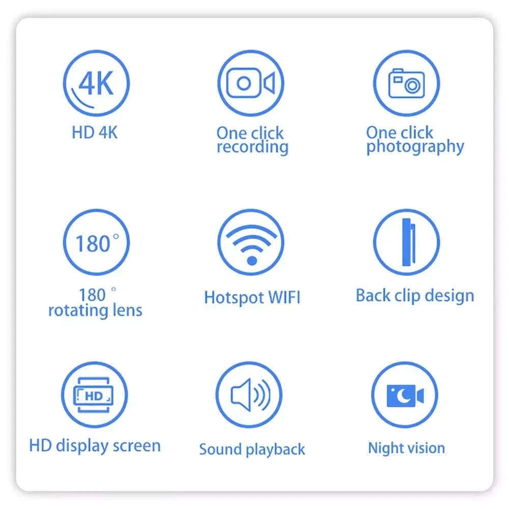 Mini WiFi Body Camera 4K/1080P with Night Vision & 8H Battery-No WiFi / Add 16GB Card