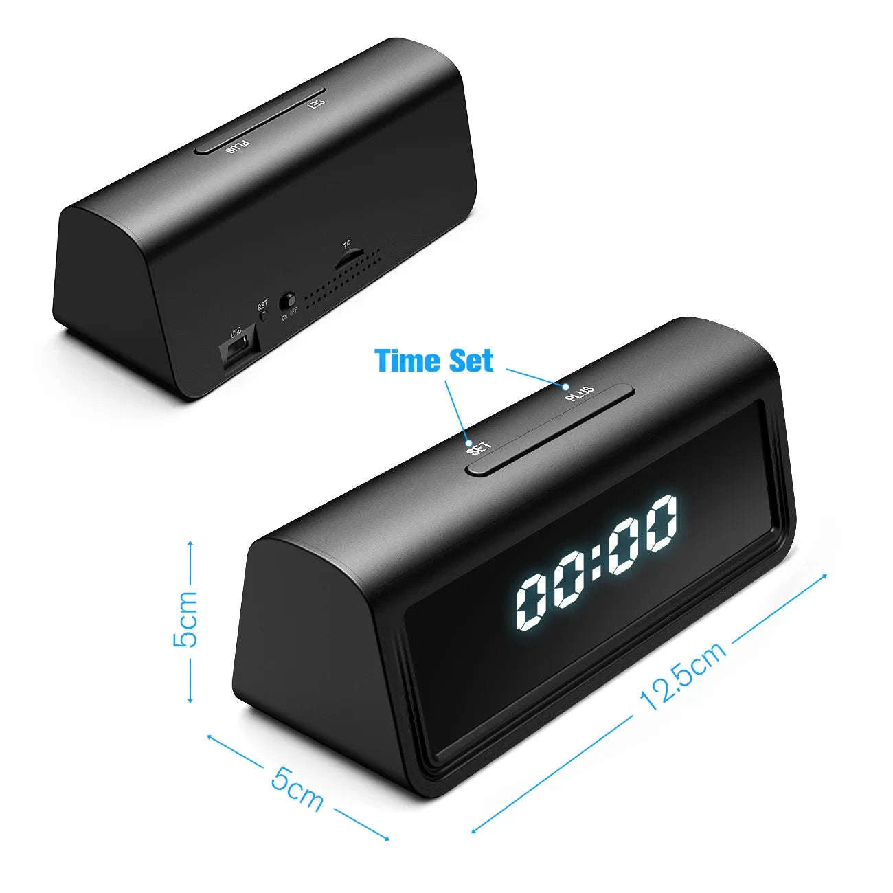 Mini WiFi Clock Camera 4K Home Security Recorder-US PLUS / with 128GB card