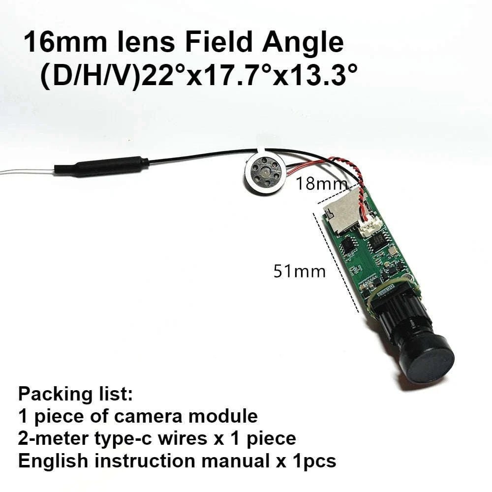Mini WiFi P2P Camera Module with 3MP Clarity and Two‑Way Audio-3.7mm Pin hole lens / US Plug