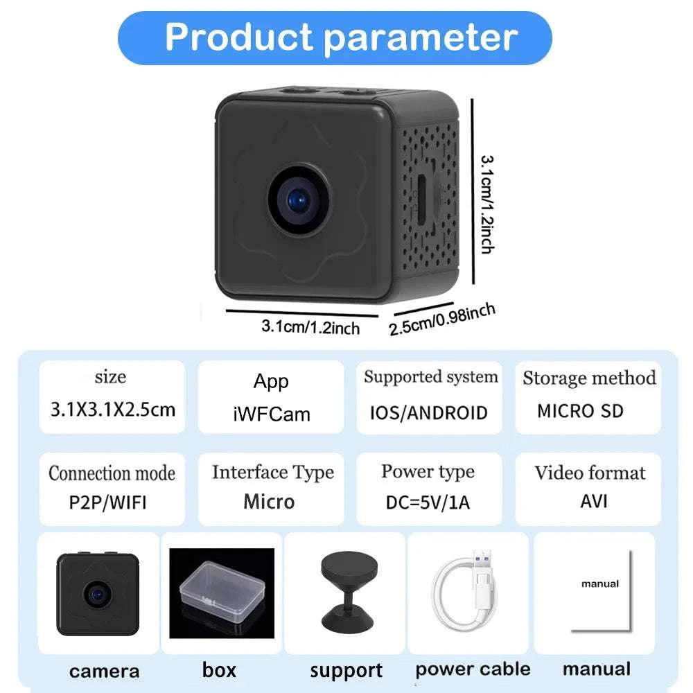 Mini WiFi Security Camera 1080P Remote Monitoring with Long Battery-black / Only camera