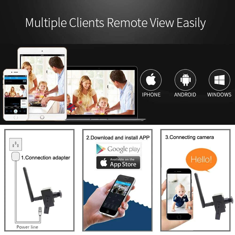 Mini WiFi Security Camera 1080P with 180° Panoramic View & Audio-5MP With Adapter / UK Plug / 1.7mm