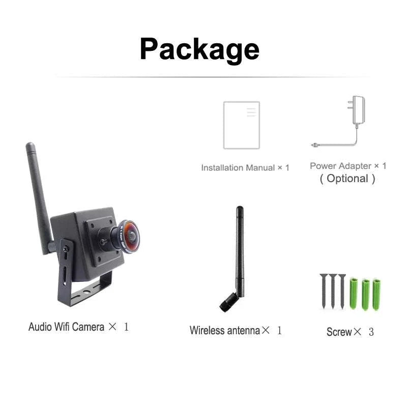 Mini WiFi Security Camera 1080P with 180° Panoramic View & Audio-5MP With Adapter / UK Plug / 1.7mm