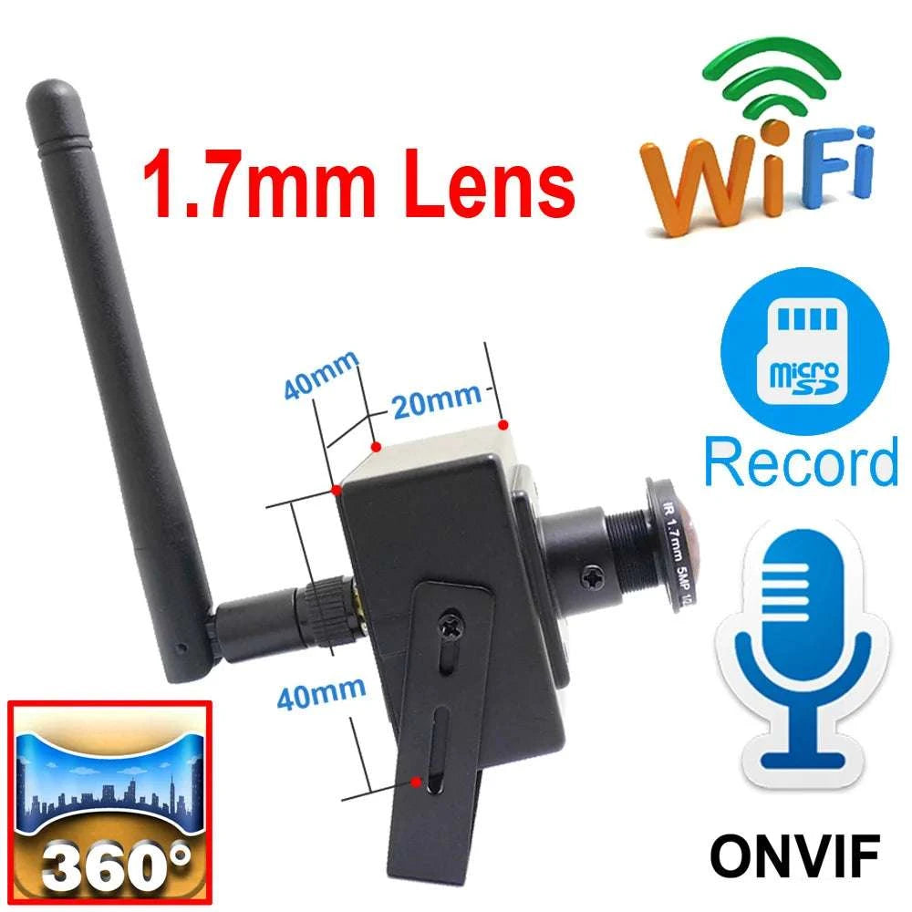 Mini WiFi Security Camera 1080P with 180° Panoramic View & Audio-5MP With Adapter / UK Plug / 1.7mm