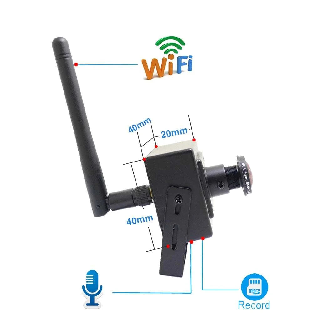Mini WiFi Security Camera 1080P with 180° Panoramic View & Audio-5MP With Adapter / UK Plug / 1.7mm