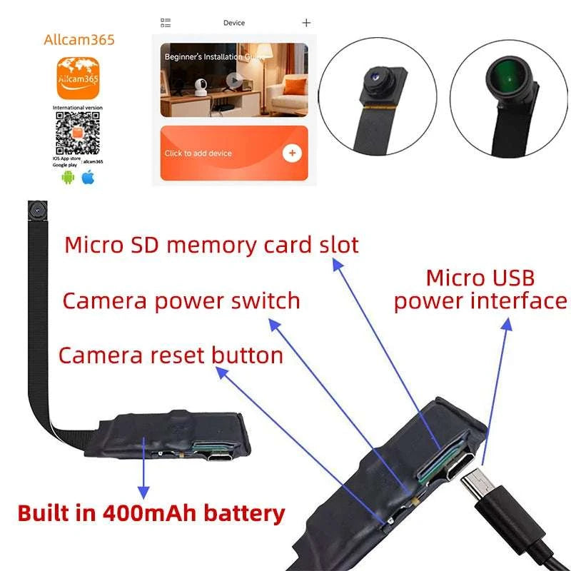 Mini WiFi Security Camera 1080P with Motion Alerts & Remote View-90 degree lens / Add 32GB / China Mainland