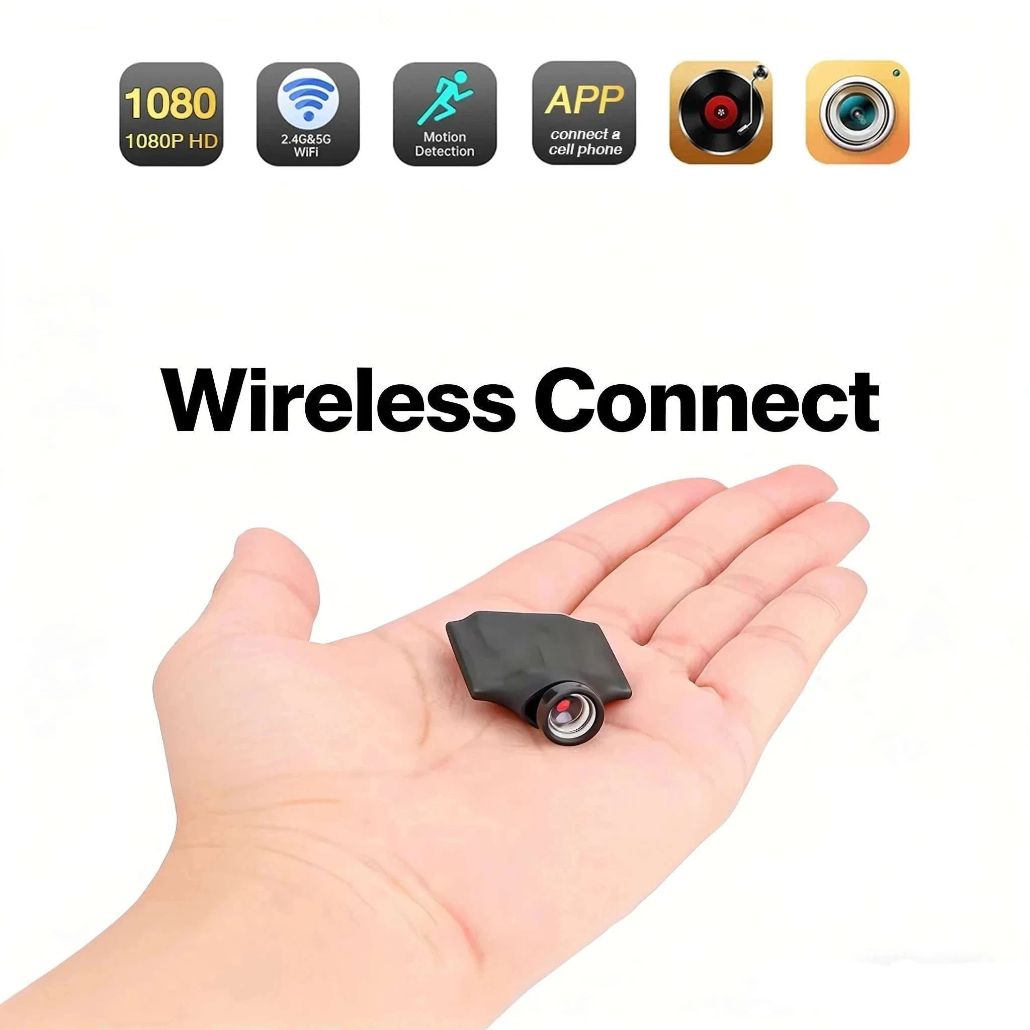 Mini WiFi Security Camera 1080P with Motion Detection Remote View-Black / ADD 32G Card