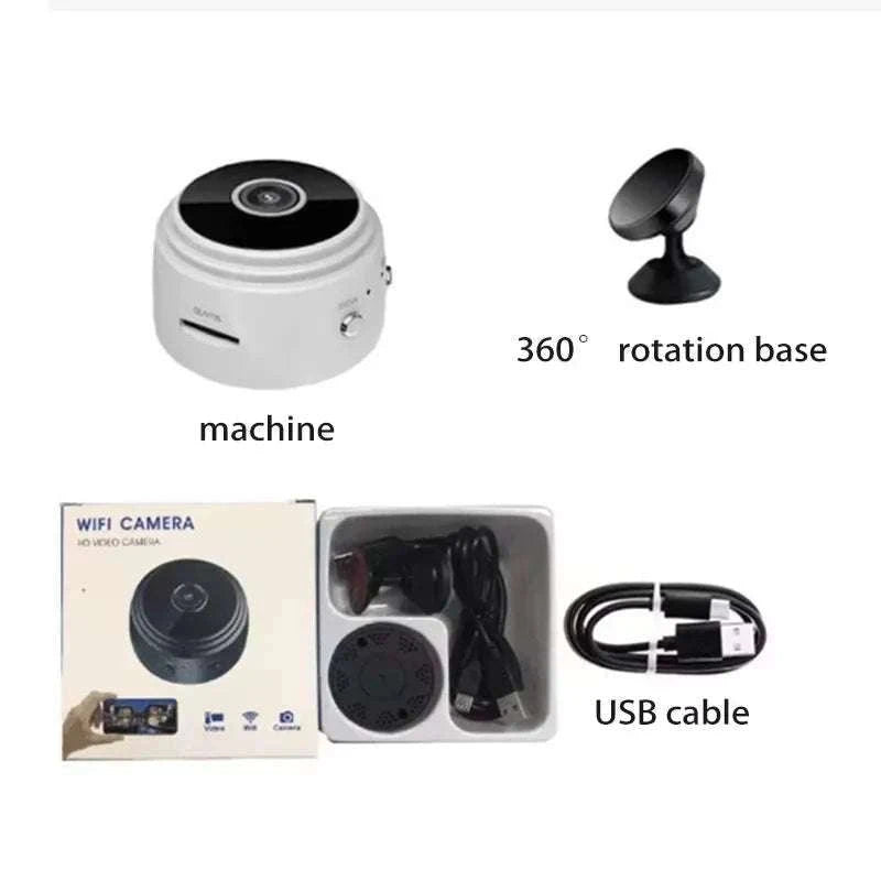 Mini WiFi Security Camera A9 with Night Vision and Motion Alerts-White  Set