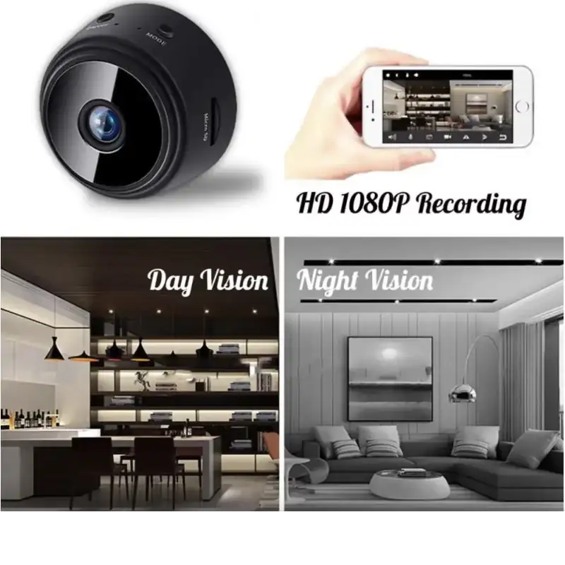 Mini WiFi Security Camera A9 with Night Vision and Motion Alerts-White  Set