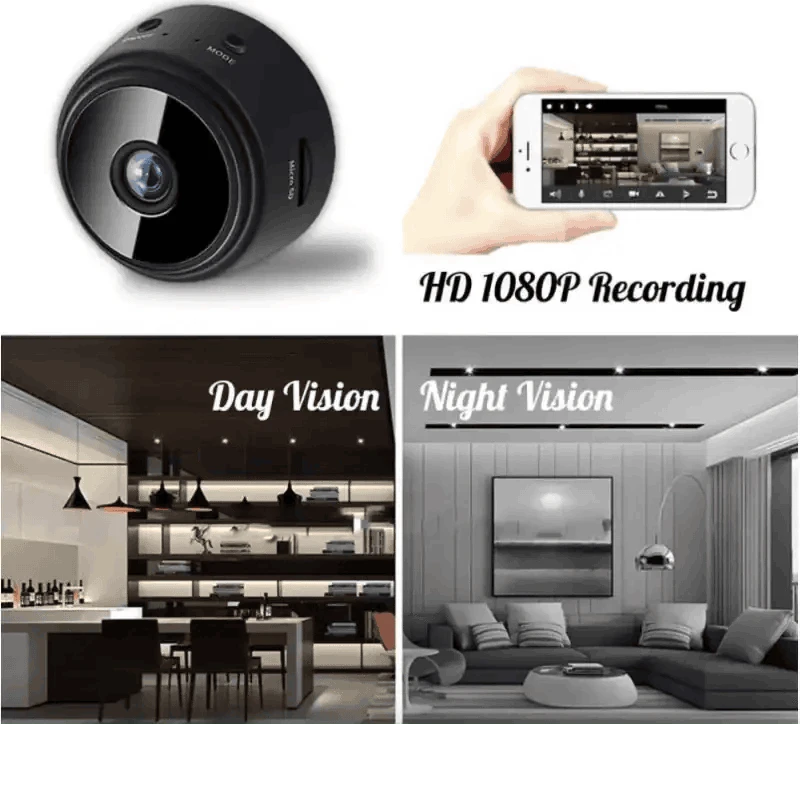 Mini WiFi Security Camera A9 with Night Vision and Motion Alerts-White  Set