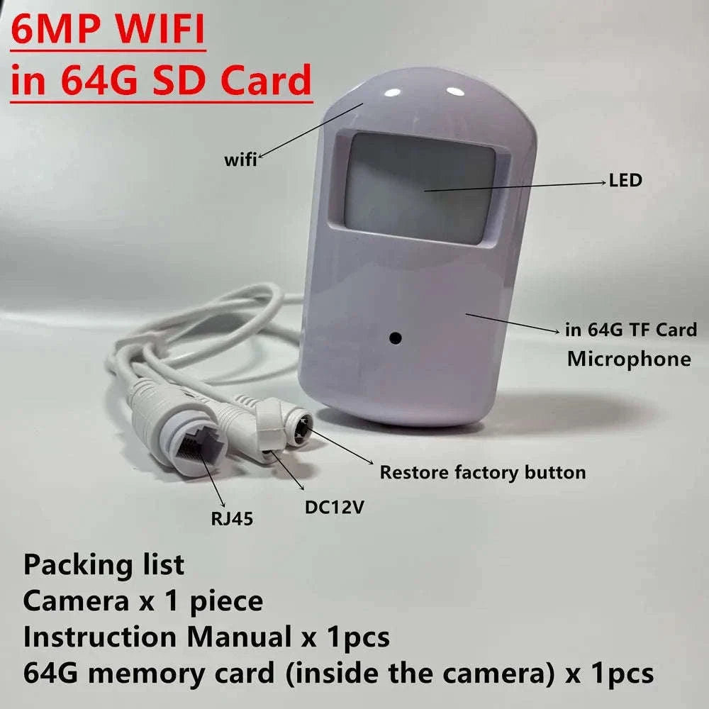 Mini WiFi Security Camera with Motion Detection and Night Vision-6MP WIFI in 64G card