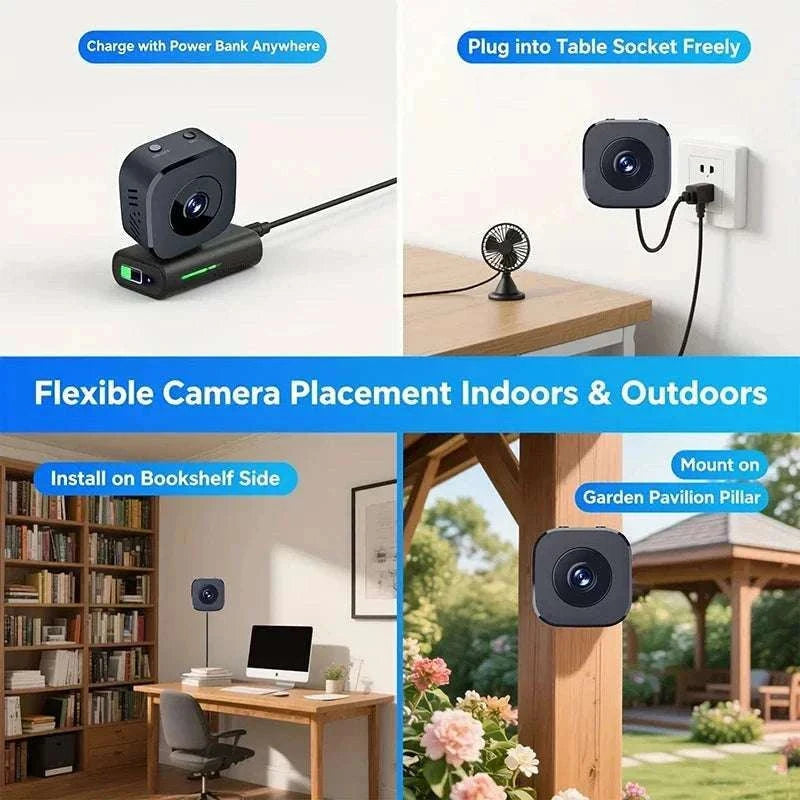 Mini WiFi Security Camera with Motion Detection, Night Vision & Audio-black