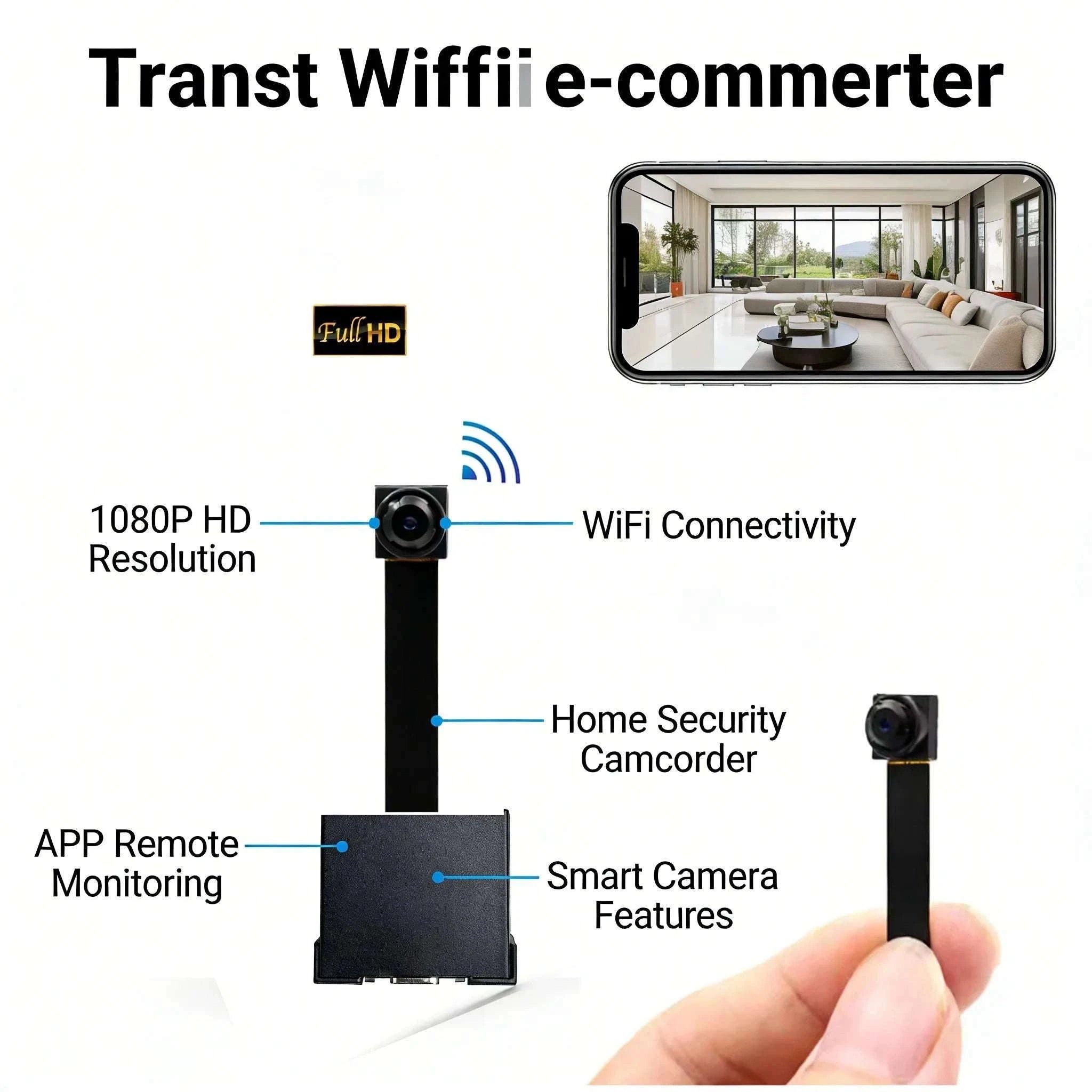 Mini WiFi Security Camera with Motion Detection & Remote Viewing-black / NO SD Card