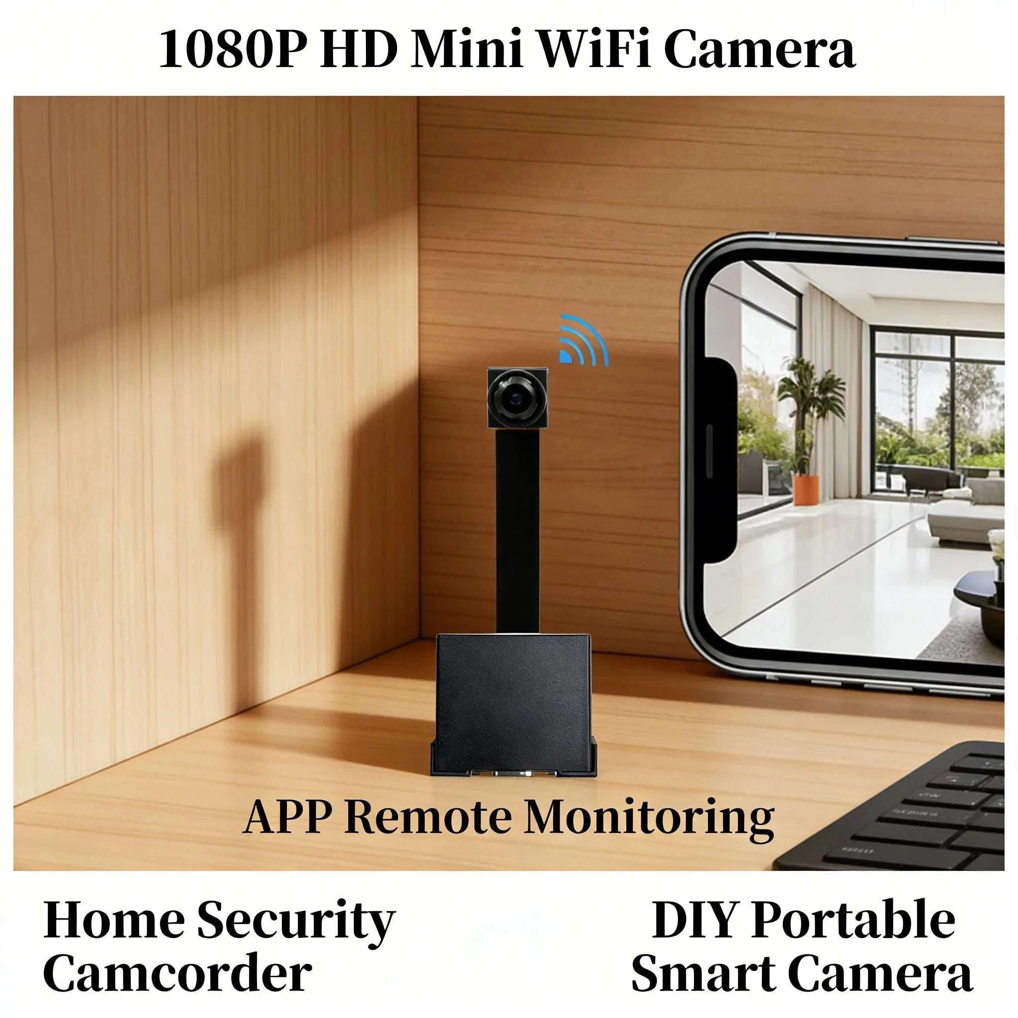 Mini WiFi Security Camera with Motion Detection & Remote Viewing-black / NO SD Card