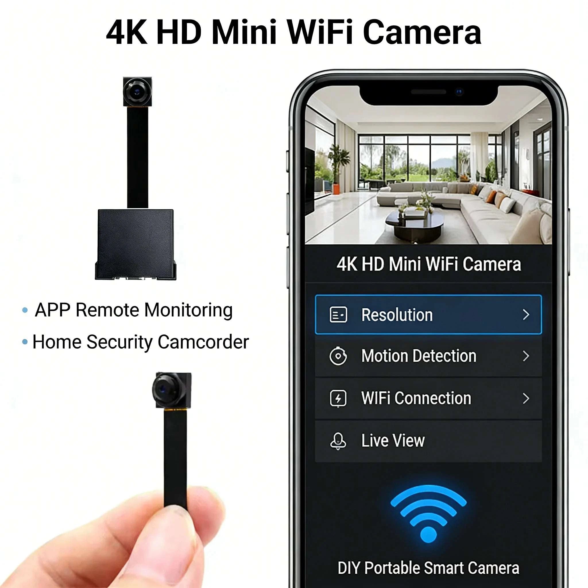 Mini WiFi Security Camera with Motion Detection & Remote Viewing-black / NO SD Card