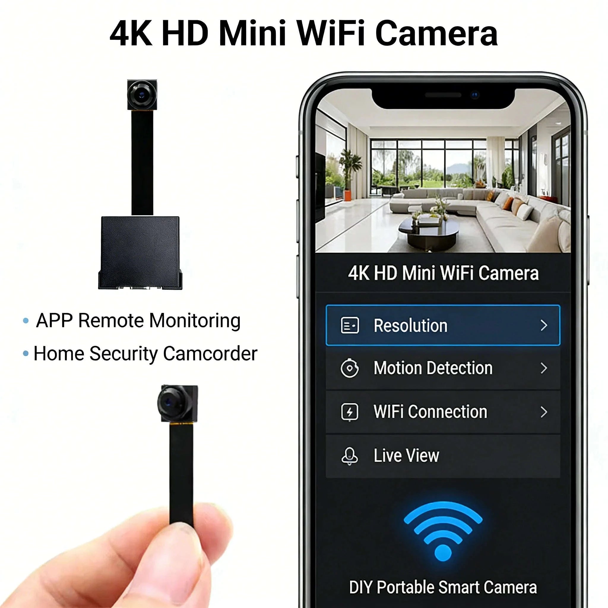 Mini WiFi Security Camera with Remote View Motion Detection & SD-black / NO SD Card