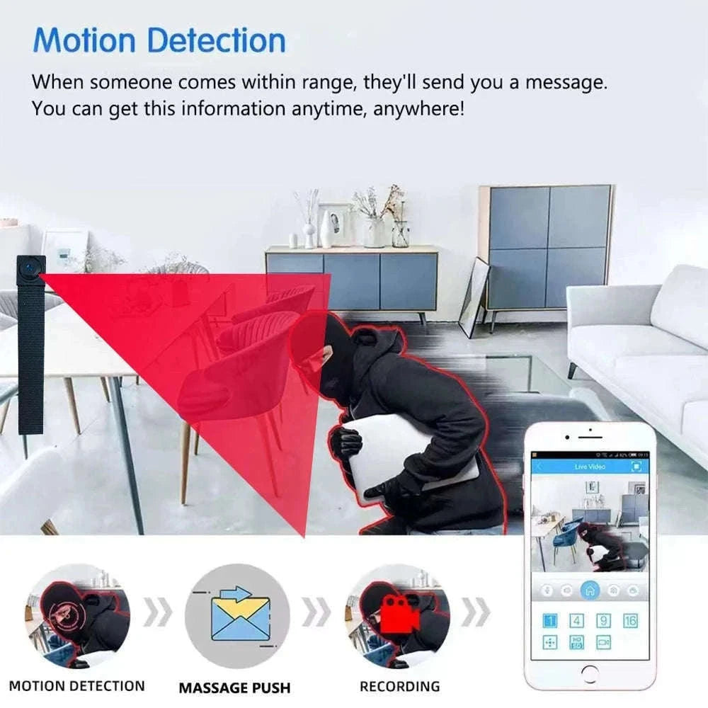 Mini WiFi Security Camera with Remote Viewing & Motion Detection-90 degree camera / Add 128GB SD card / China Mainland