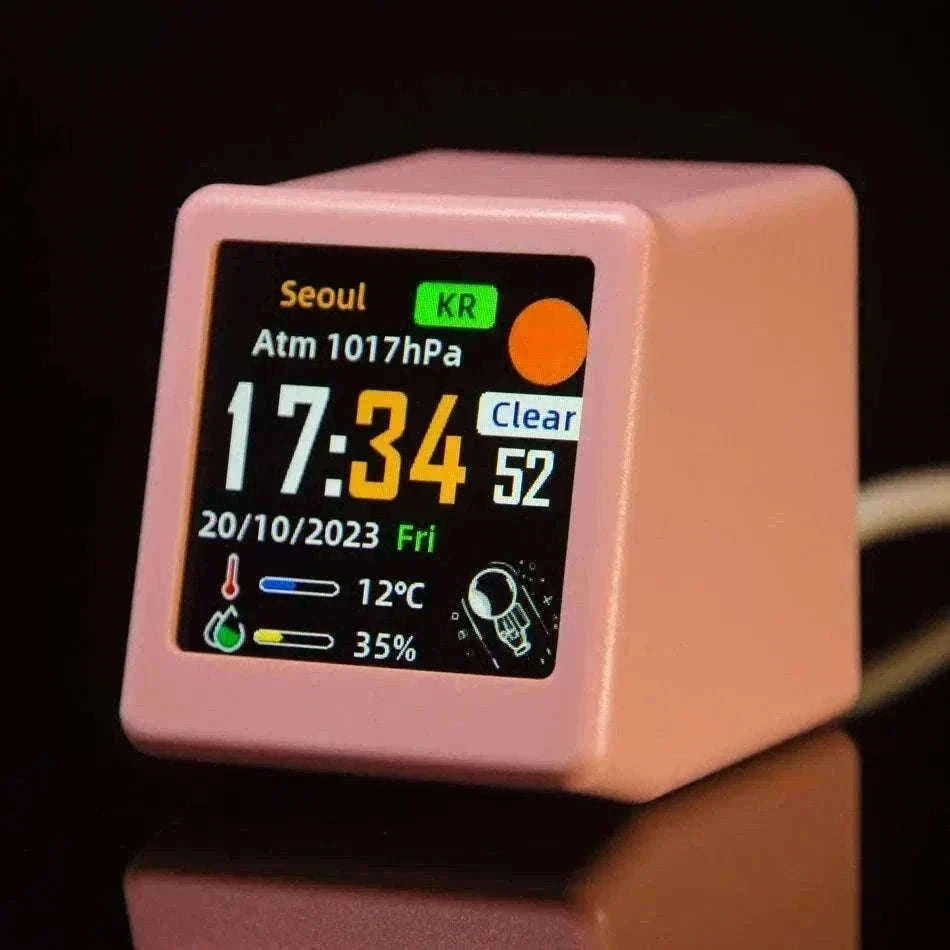 Mini WiFi Weather Digital Desk Clock with Custom Display Themes-ULTRA-YELLOW