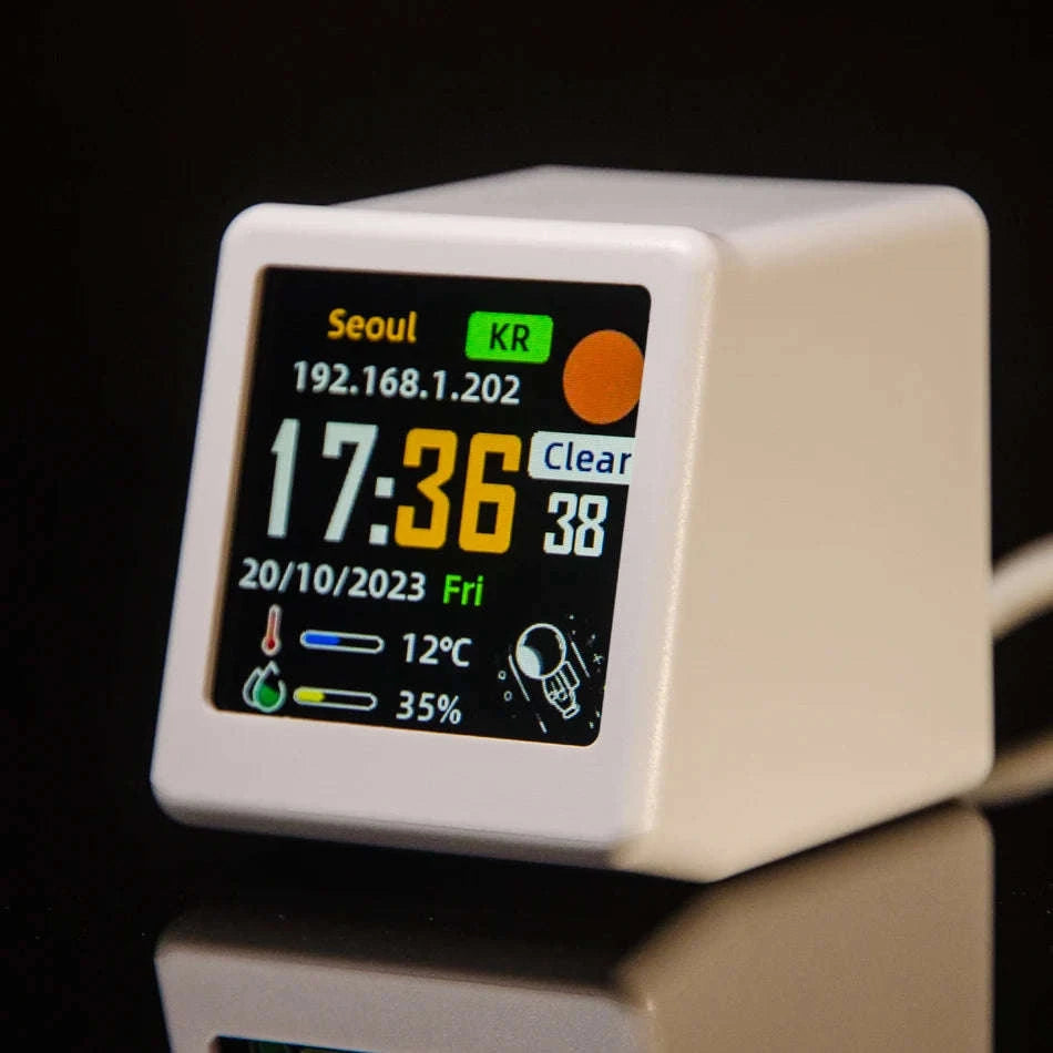 Mini WiFi Weather Digital Desk Clock with Custom Display Themes-ULTRA-YELLOW