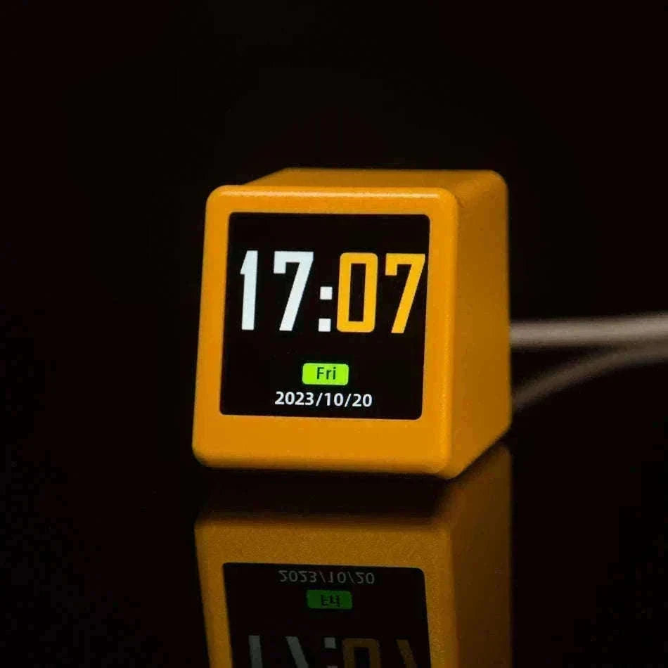 Mini WiFi Weather Digital Desk Clock with Custom Display Themes-ULTRA-YELLOW