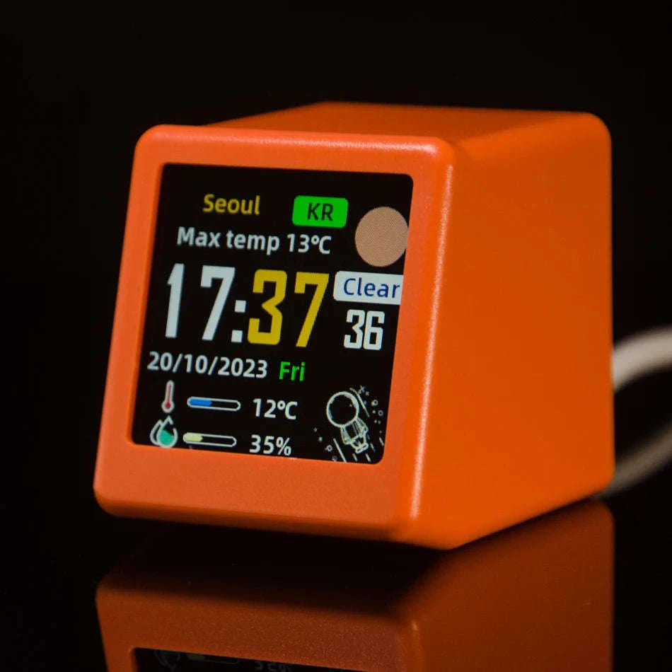 Mini WiFi Weather Digital Desk Clock with Custom Display Themes-ULTRA-YELLOW