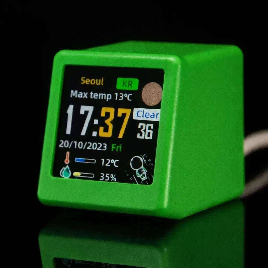 Mini WiFi Weather Digital Desk Clock with Custom Display Themes-ULTRA-YELLOW