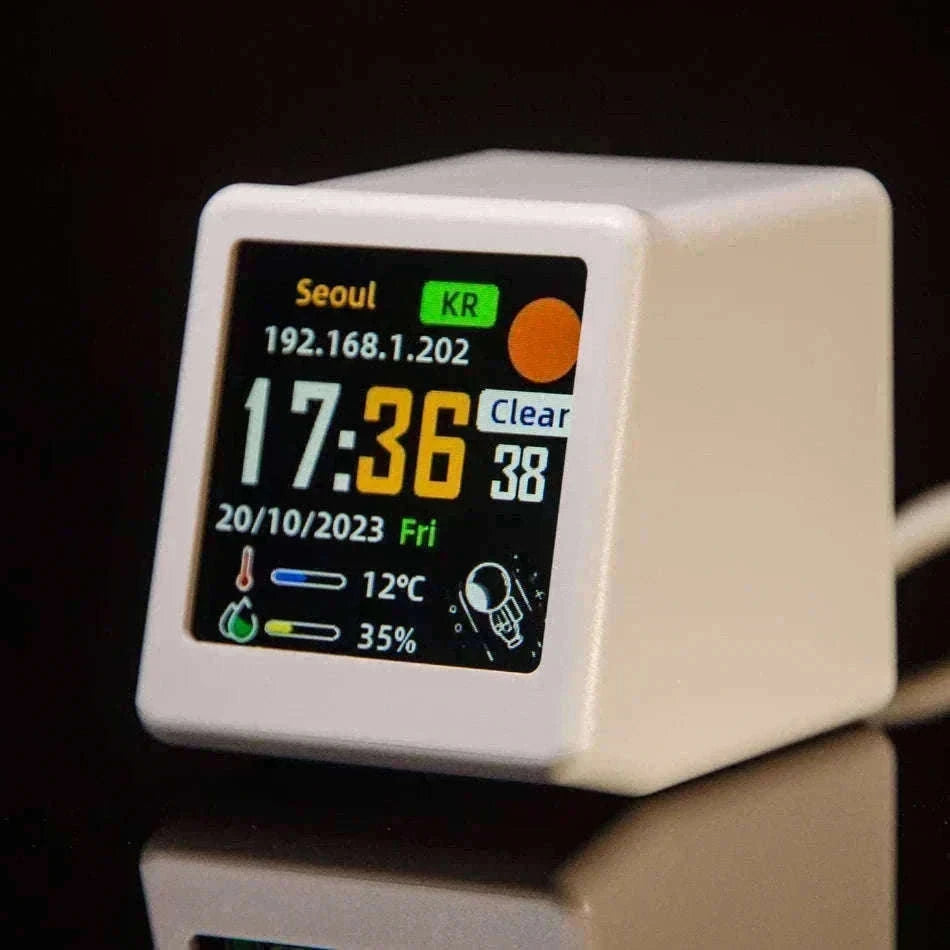 Mini WiFi Weather Digital Desk Clock with Custom Display Themes-ULTRA-YELLOW