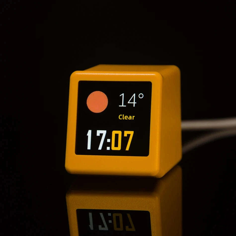 Mini WiFi Weather Digital Desk Clock with Custom Display Themes-ULTRA-YELLOW