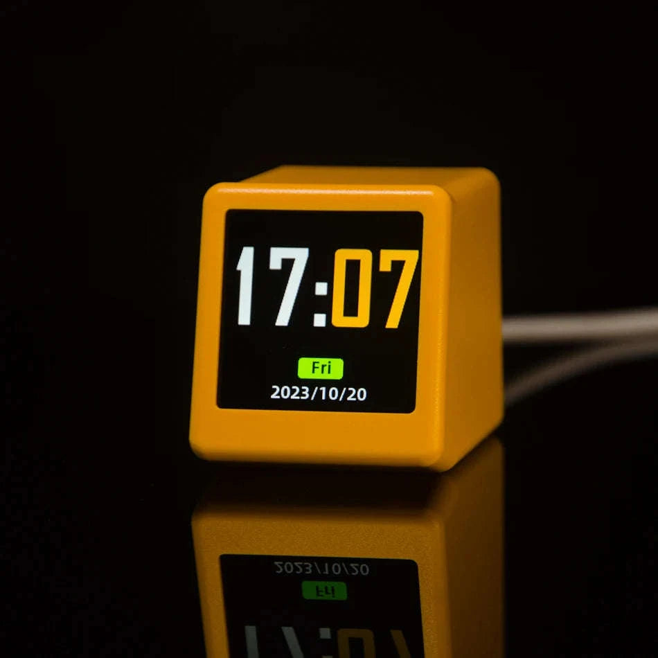 Mini WiFi Weather Digital Desk Clock with Custom Display Themes-ULTRA-YELLOW