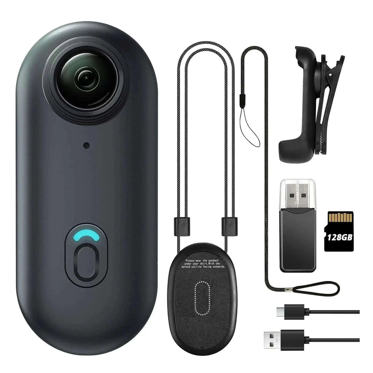 Mini Wireless Body Camera with 1080P Recording and 128GB Support-FHD 1080P (White) / NO TF Card
