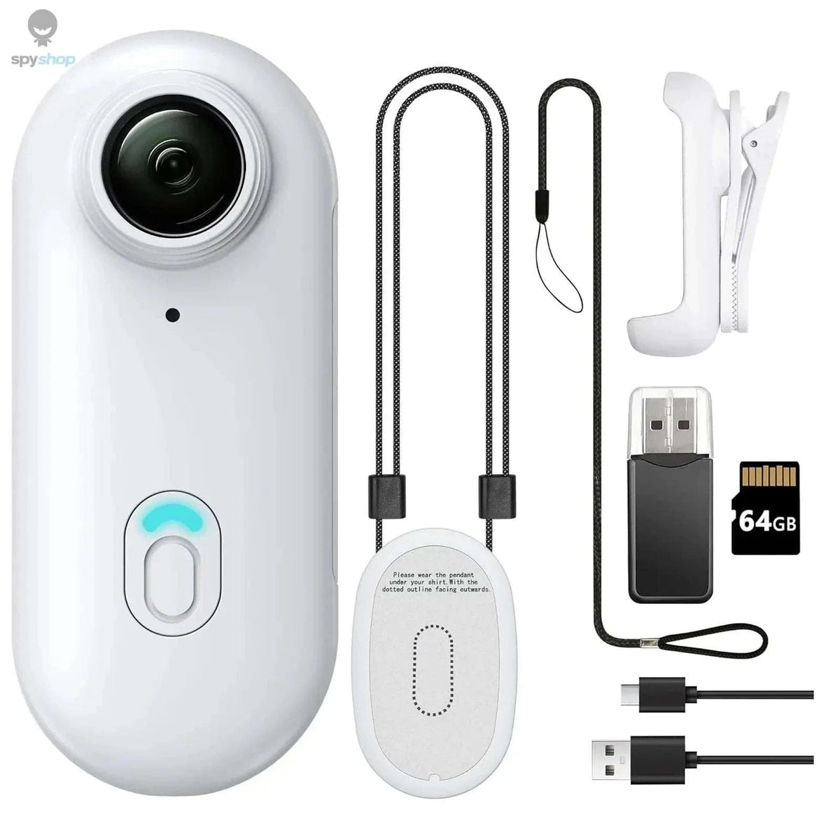 Mini Wireless Body Camera with 1080P Recording and 128GB Support-FHD 1080P (White) / NO TF Card