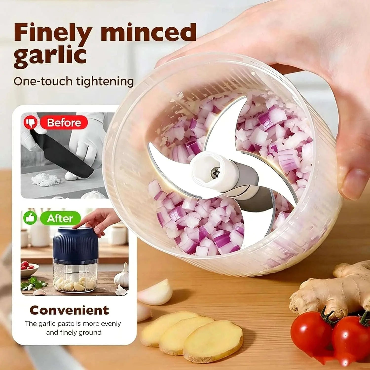 Mini Wireless Garlic Chopper 250ML-Blue / United States