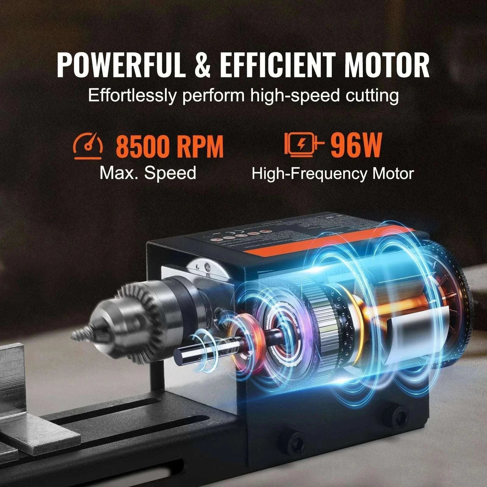 Mini Wood Lathe Machine 7-Speed 8500RPM DIY Woodworking Tool-4250-8500 RPM / United States