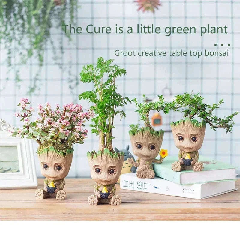 Miniature Groot Figurine Decor Model with Tiny Planter Top-mini-c