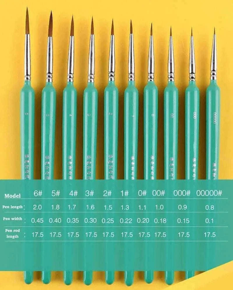 Miniature Hook Line Pen Set for Fine Detail Painting-10 pcs green
